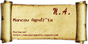 Mancsu Agnéta névjegykártya